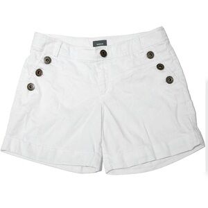 Mexx Womens White Cotton Shorts Size 6 Buttons Pockets Belt Loops Summer Beach